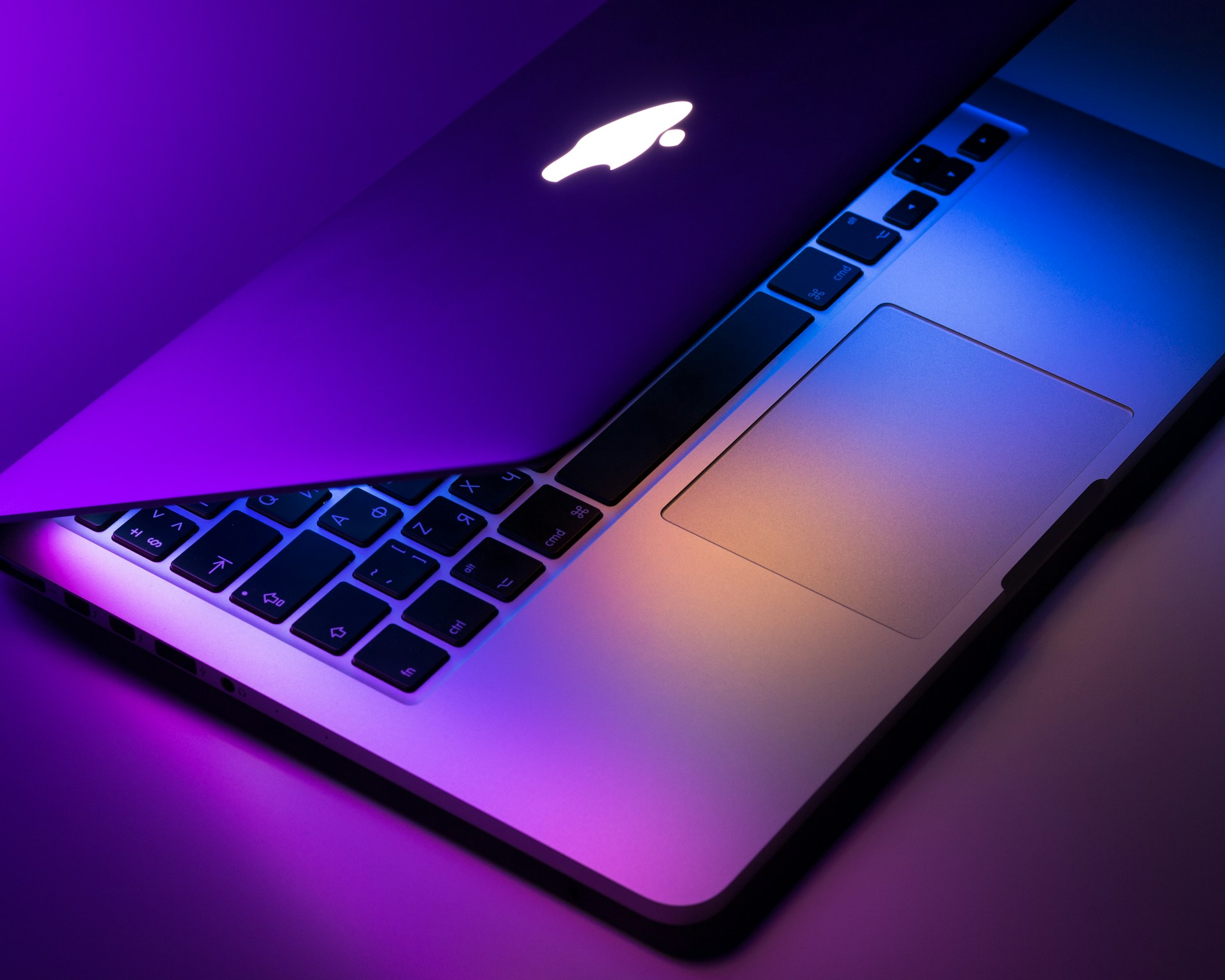 Laptop with illuminated screen